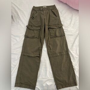 Garage Green Cargo Pants with Utility Design
